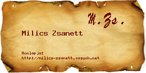 Milics Zsanett névjegykártya